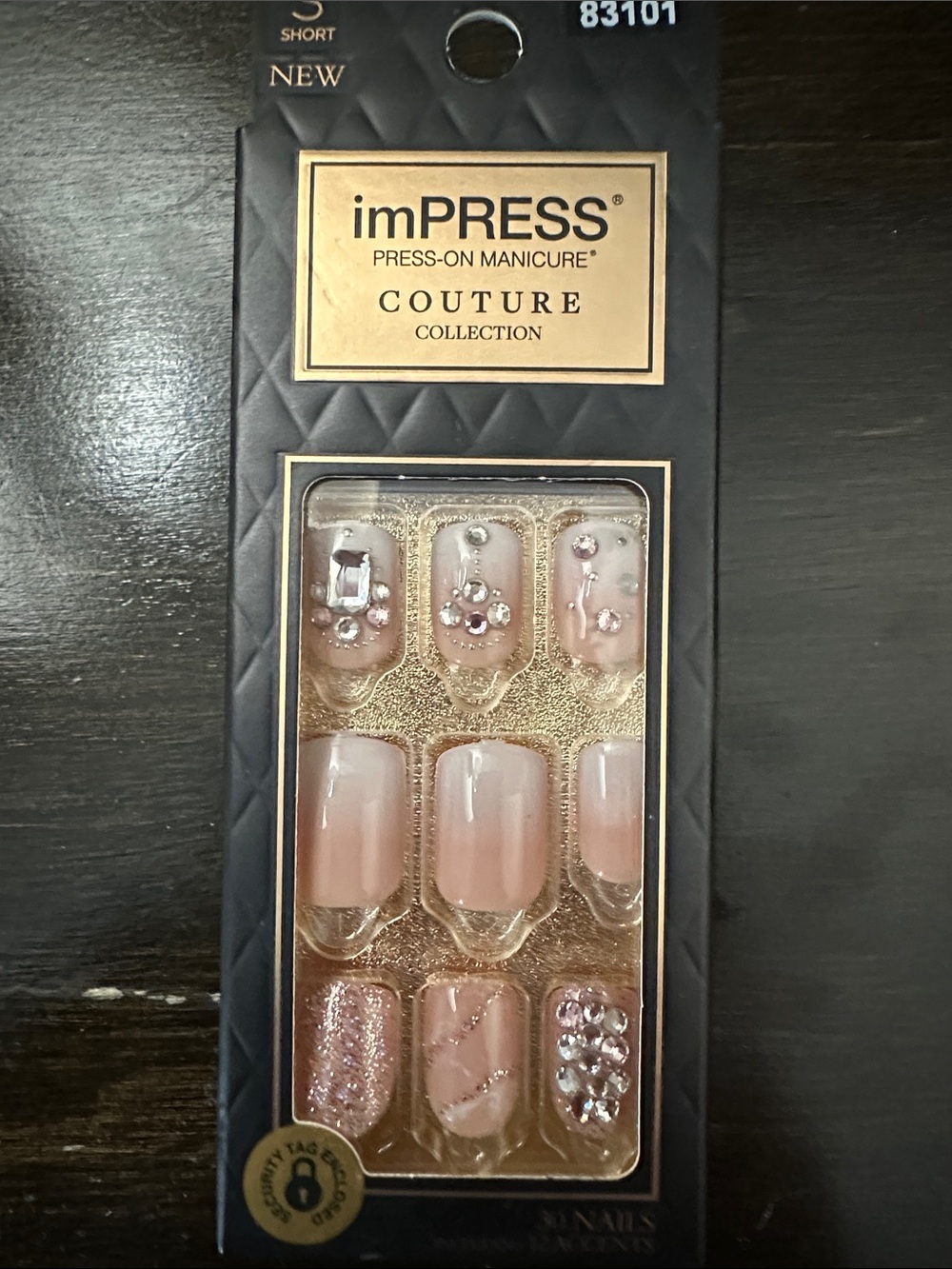 imPRESS Nude Pink Press-On Nails with Rhinestone Accents